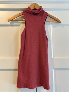 Sleeveless Mock Neck Mini Dress - Rose Red